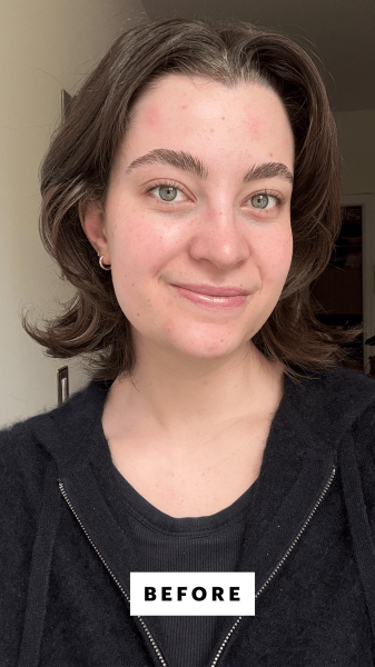 Felbin before applying the Kiehls Better Screen MinerAll UV Serum SPF 50