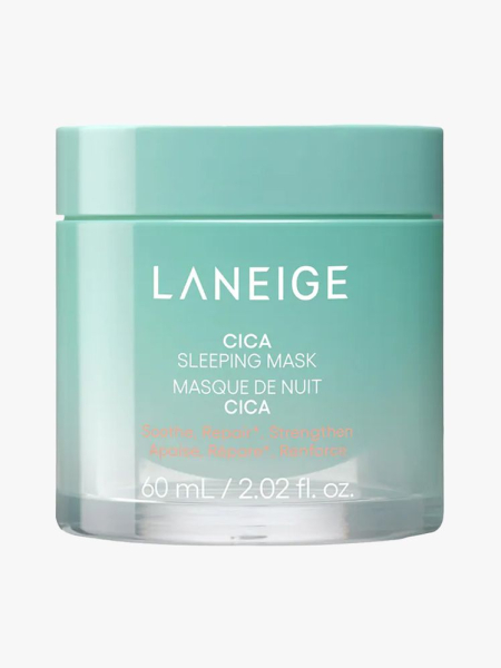 Laneige Cica Sleeping Mask in branded tub component on a light gray background