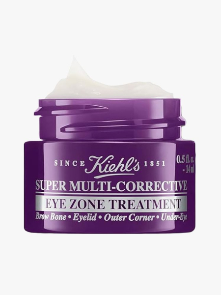 Kiehl's Super Multi-Corrective Eye Zone Treatment in branded tub component on a light gray background